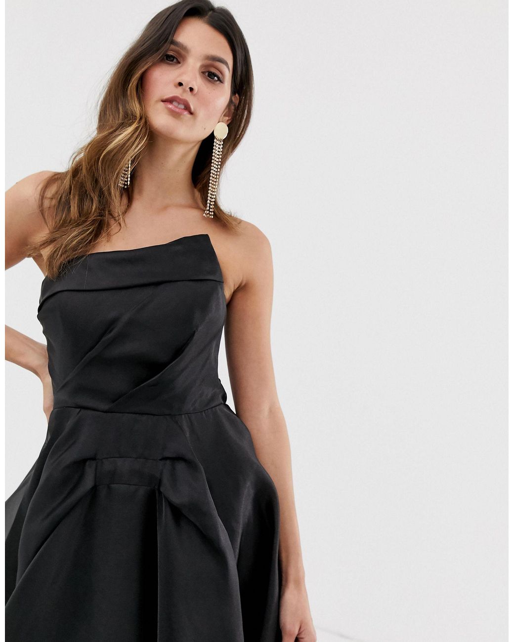 Bariano Full Maxi Dress With Organza Bust Detail in Black Lyst