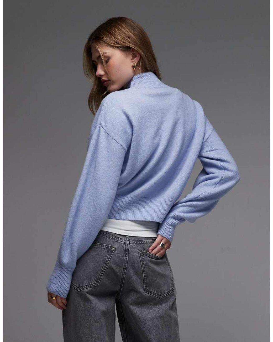 & Other Stories Blue Mock Neck Jumper
