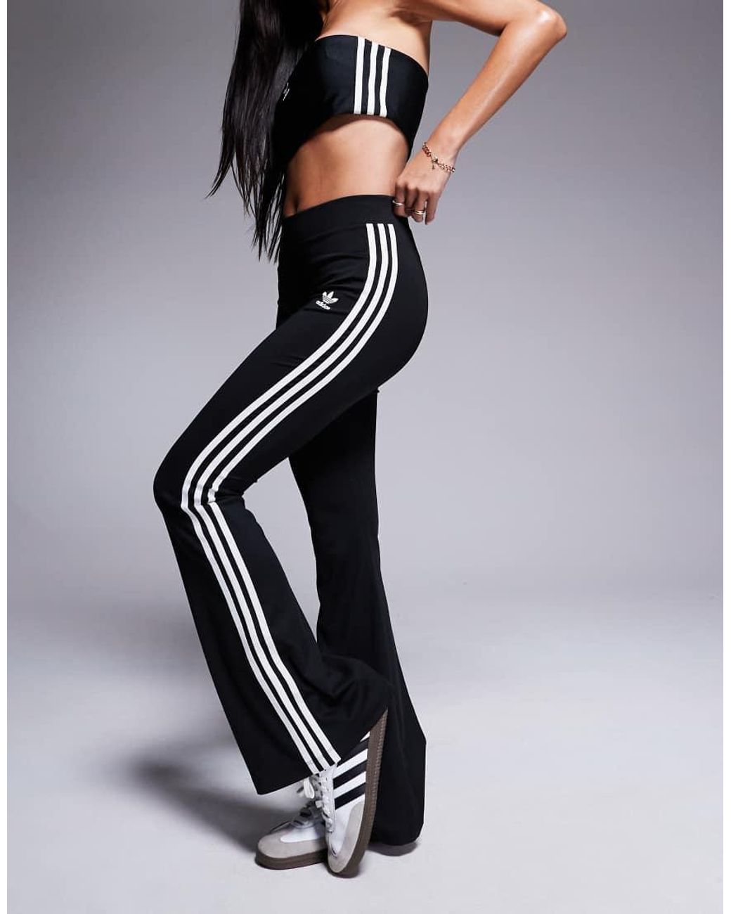 adidas originals leggings with striped cuffs in black