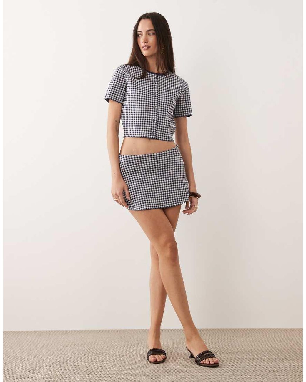 GOOD AMERICAN Natural Fine Knit Low Rise Mini Skort Co-ord