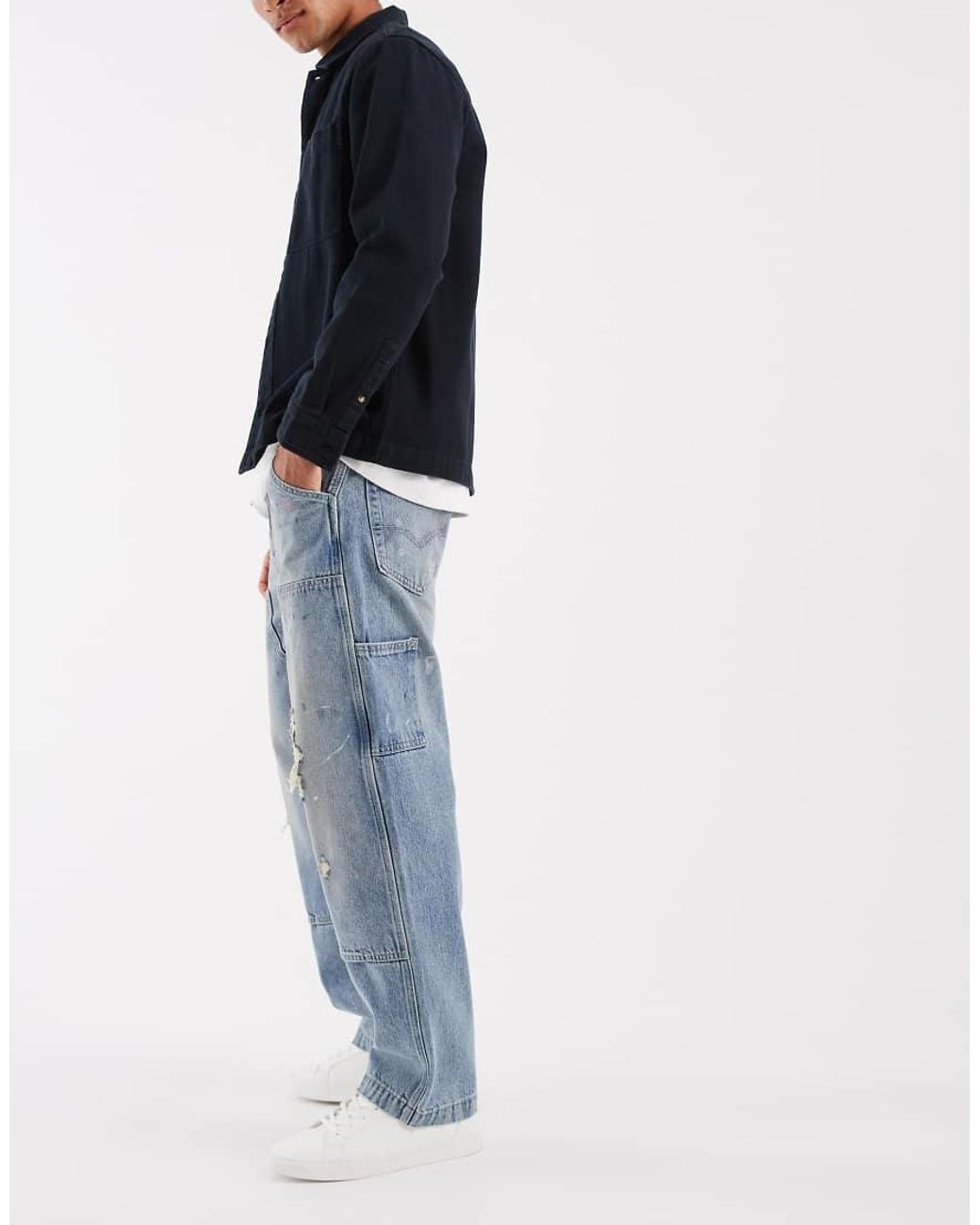 Levi's Blue Workwear 568 Loose Straight Double Knee Jeans With Distressing for men