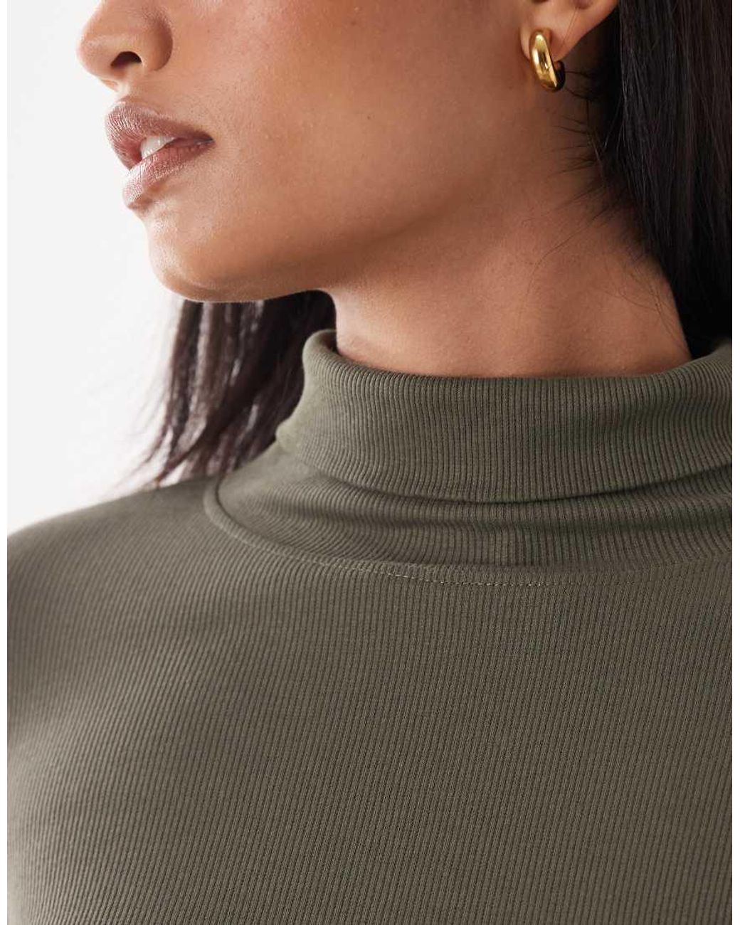 Brave Soul Blue Long Sleeve Ribbed Rollneck Top