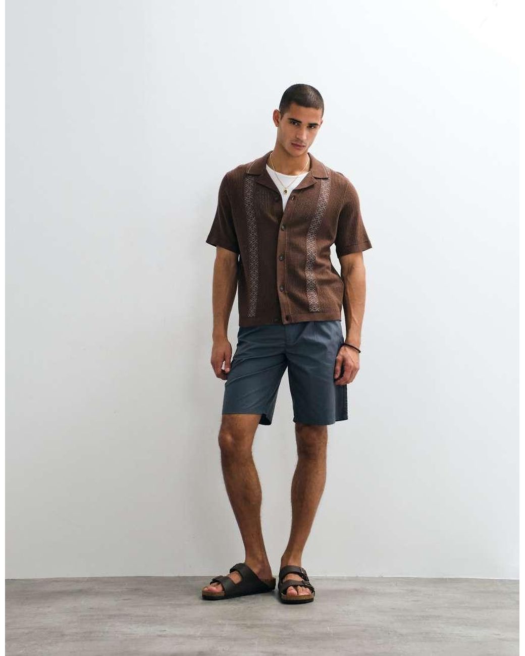 Only & Sons Brown Boxy Fit Knit Shirt for men