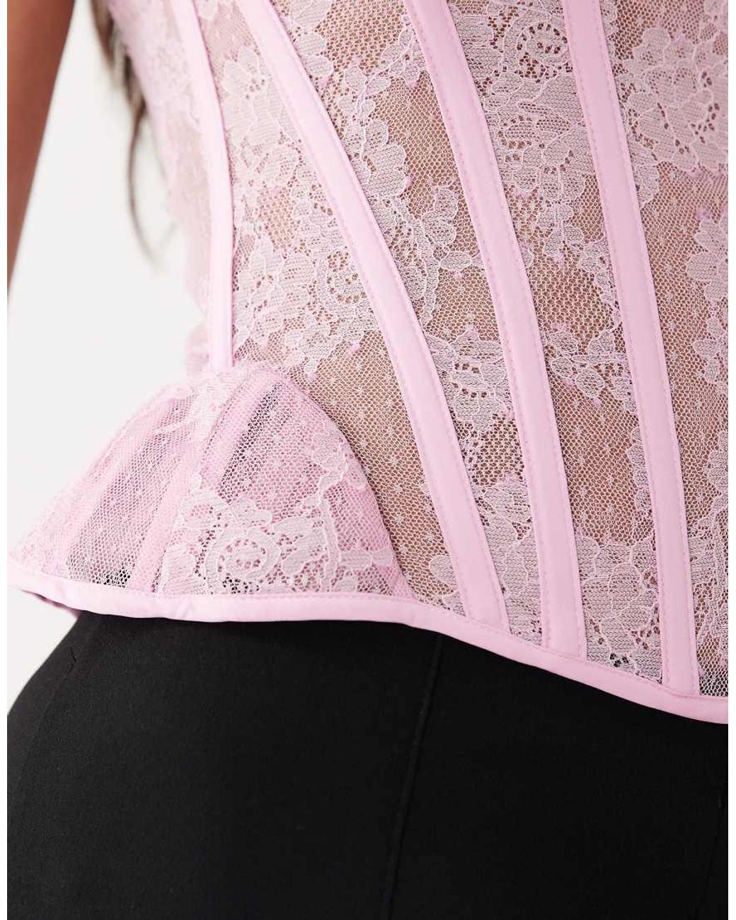 Bardot Pink Cristo Premium Strapless Sculpting Lace Bustier Corset Top
