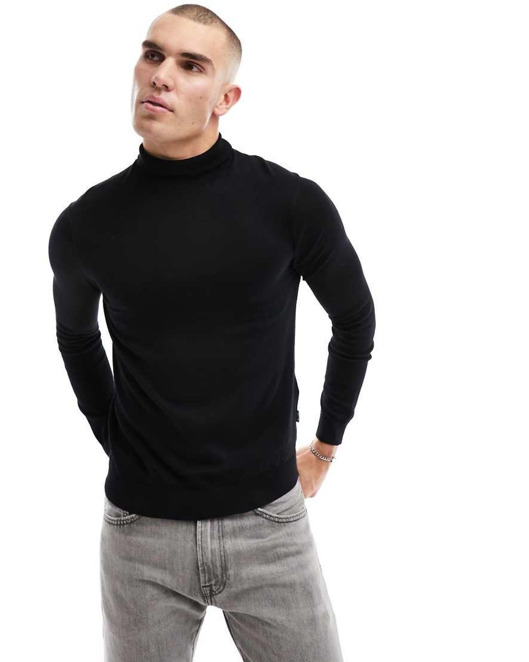 Only & Sons Hoogsluitende Trui in het Black voor heren