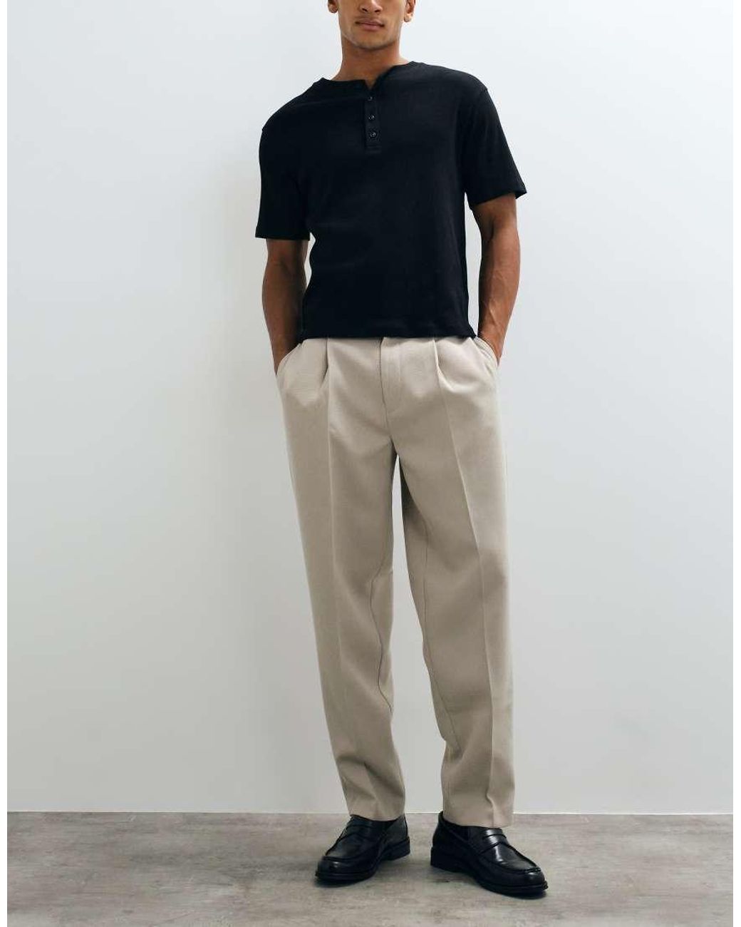 ASOS Blue Tailored Pleated Oversized Tapered Trousers for men