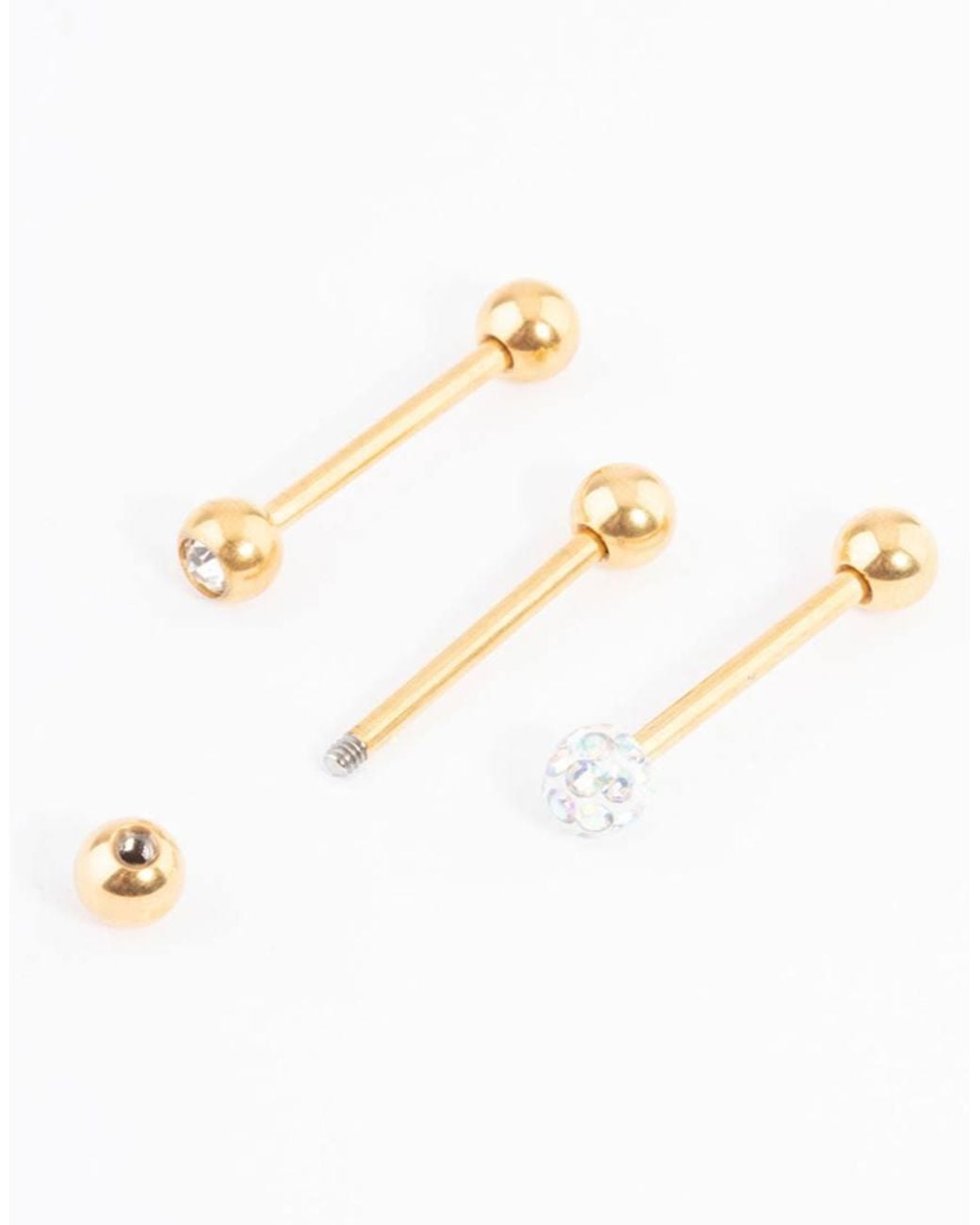 Lovisa Metallic Plated Titanium Pave Ball Tongue Piercing Pack