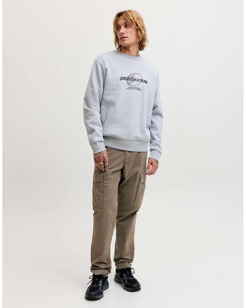 Jack & Jones Natural Kane Mid Waist Relaxed Fit Cargo Trousers for men