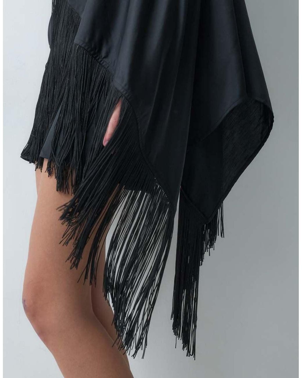 ASOS Blue Off Shoulder Fringe Satin Mini Dress With Scarf