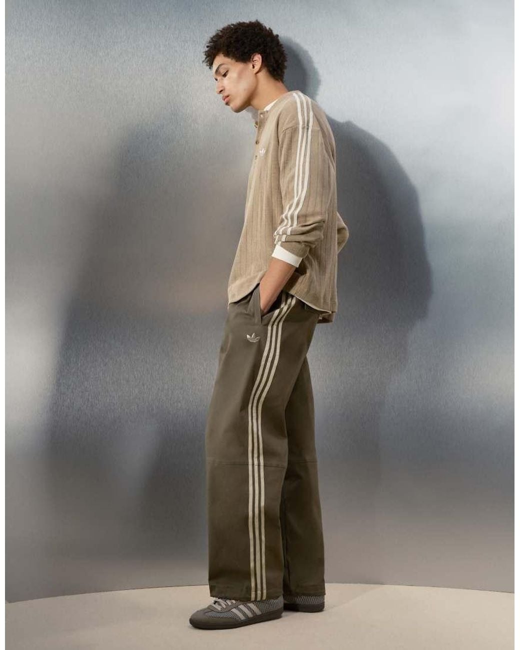 adidas Originals x ASOS Brown Oversized Long Sleeve T-Shirt With Henley Neck for men