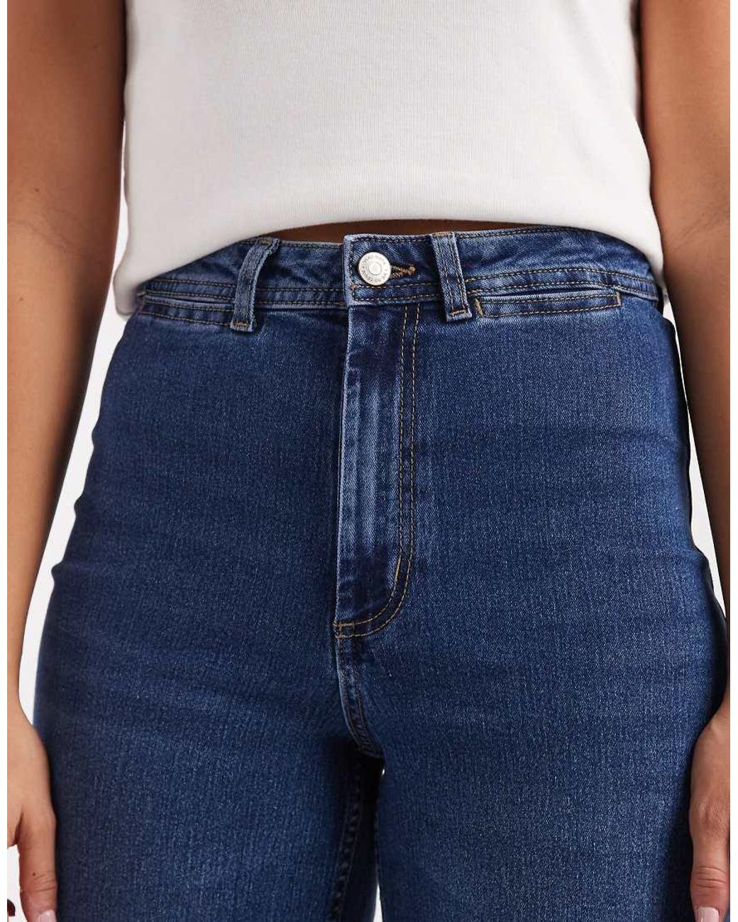Vero Moda Blue Kayla High Waisted Wide Leg Jeans With Wide Hems