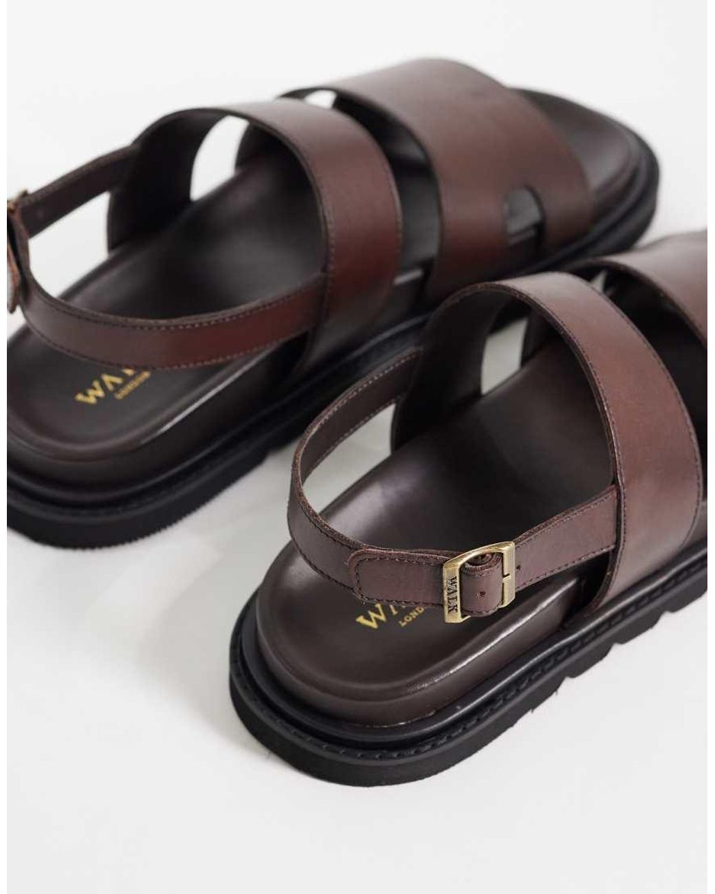 Walk London Brown Ezra Backstrap Sandals for men
