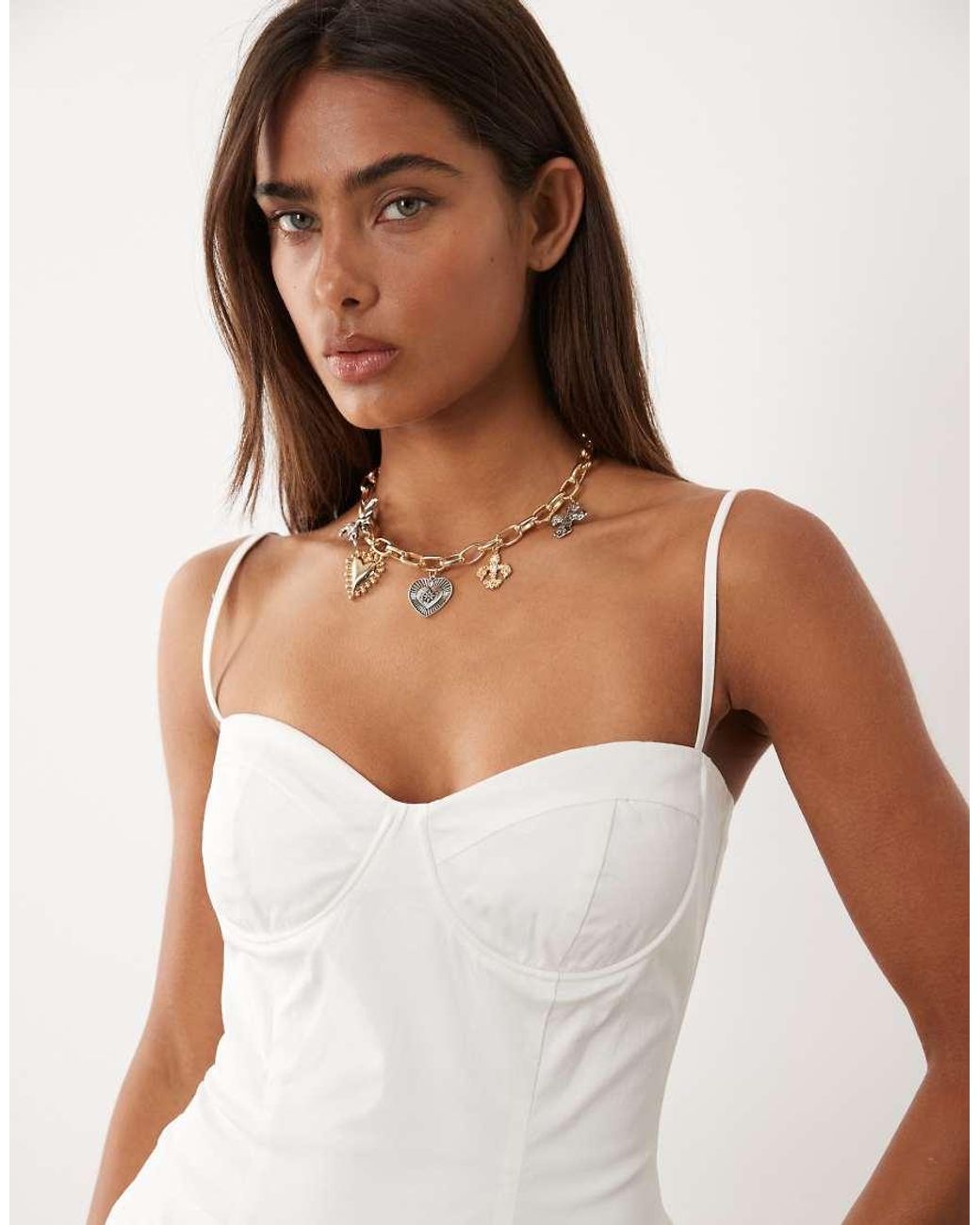 TFNC London Natural Cotton Corset Detail Cami Midi Dress