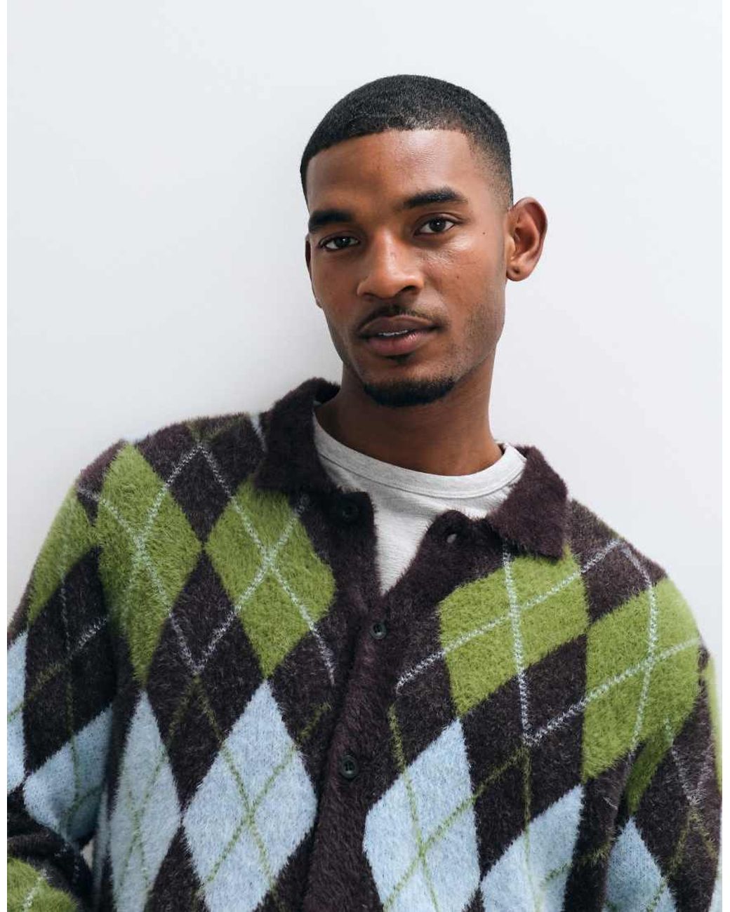 Huf Green Cooper Argyle Knit Jumper for men