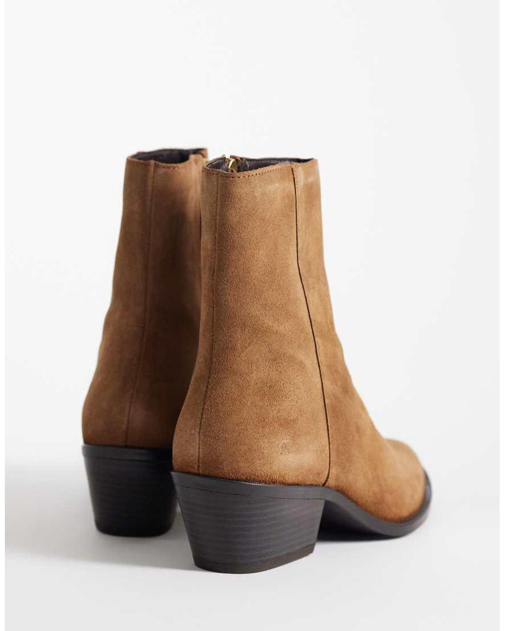 Mango White 100% Suede Leather Heeled Cowboy Boot