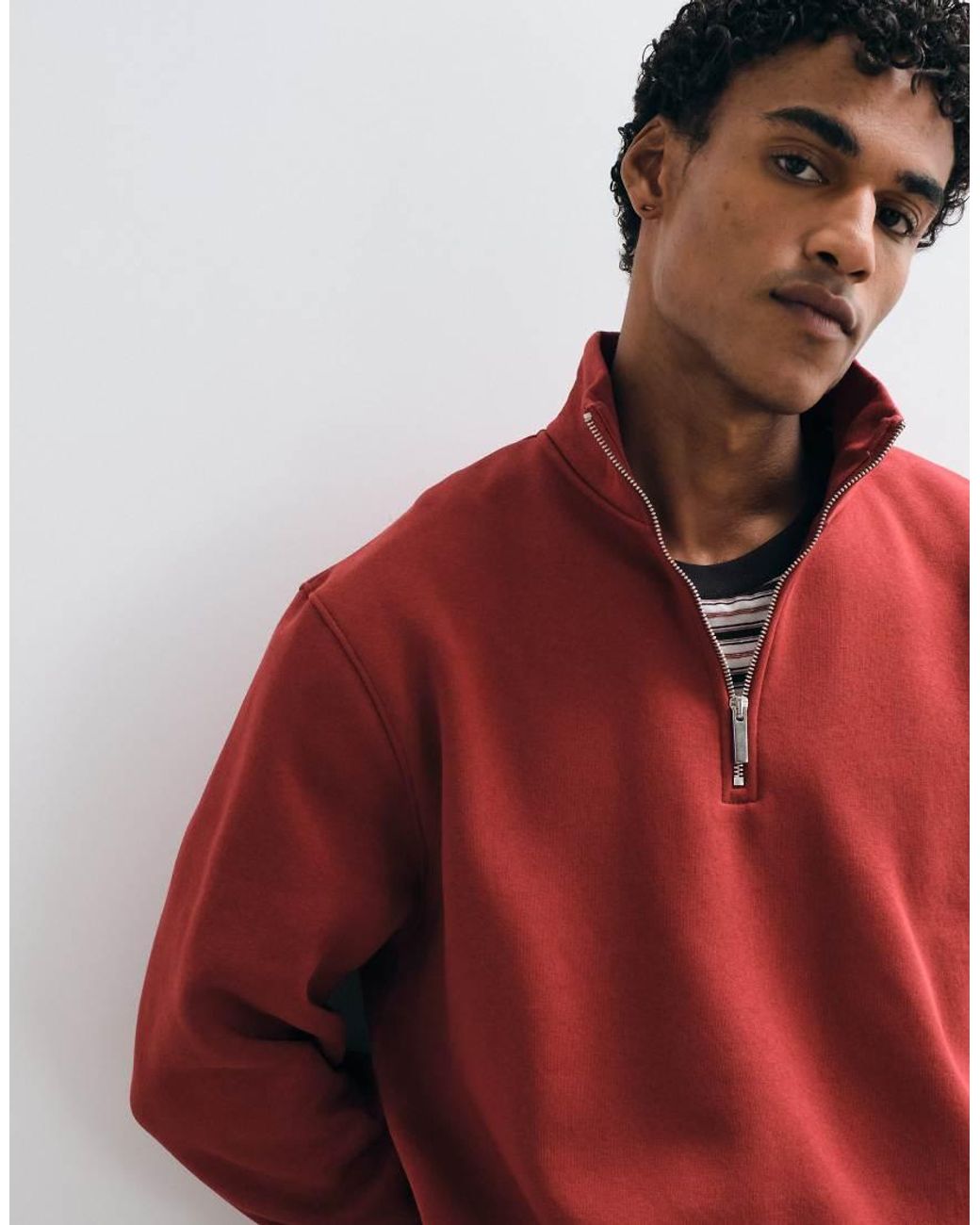 ASOS Red Boxy Oversized Quarter Zip Sweatshirt for men
