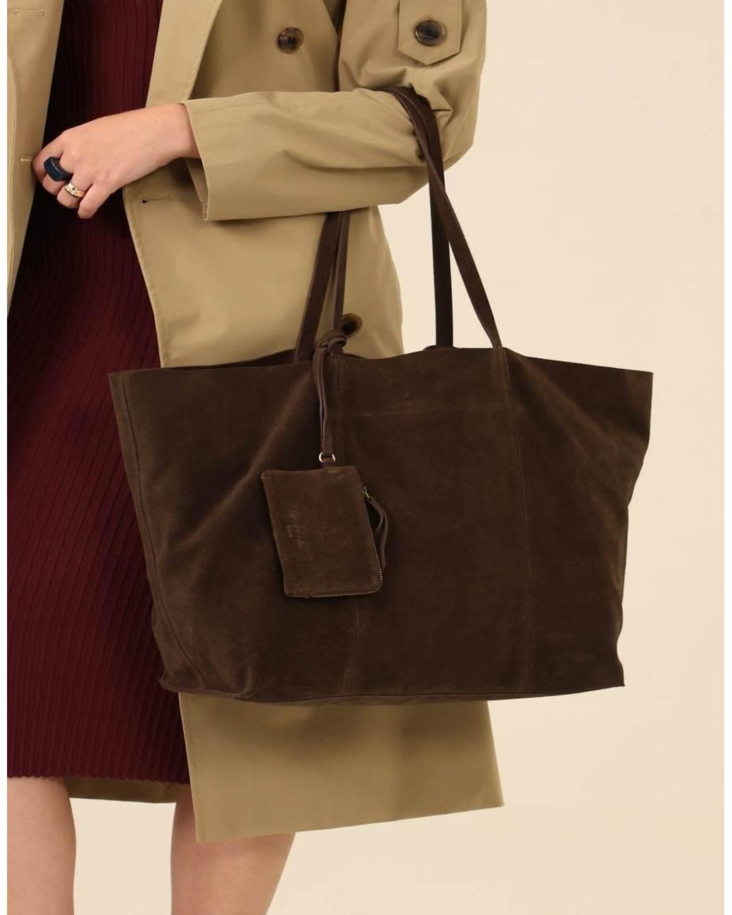 OFF THE HOOK Brown Lauryn Shopper Suede Tote Bag