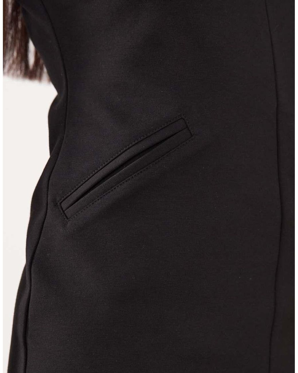 ASOS Black Interlock Structured Funnel Neck Mini Dress