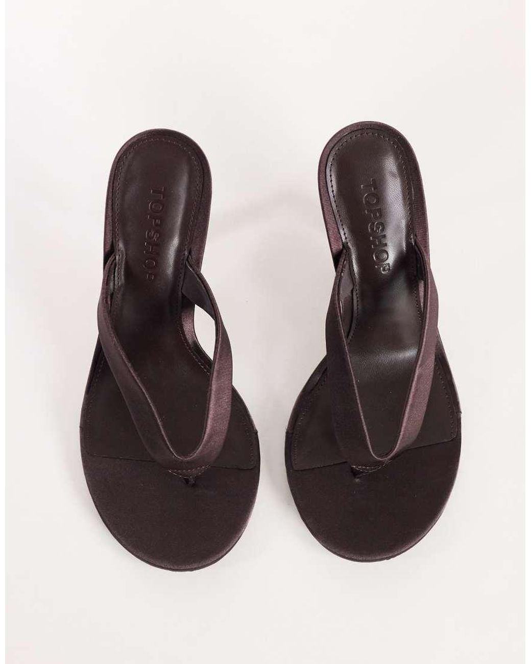 TOPSHOP Brown Nina Toe Thong Heeled Sandal