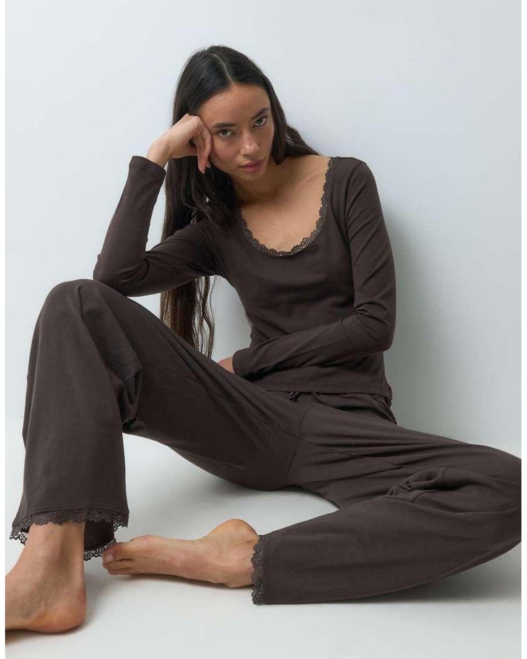 ONLY Gray Long Sleeve Lounge Top Co-Ord