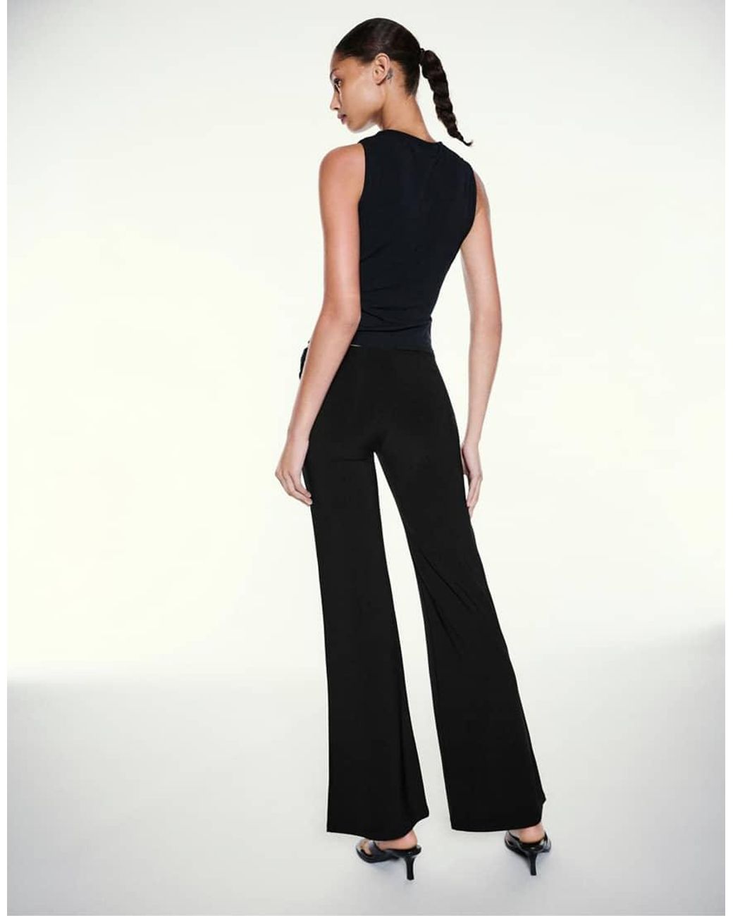 Pull&Bear Black Trousers With Side Appliqué