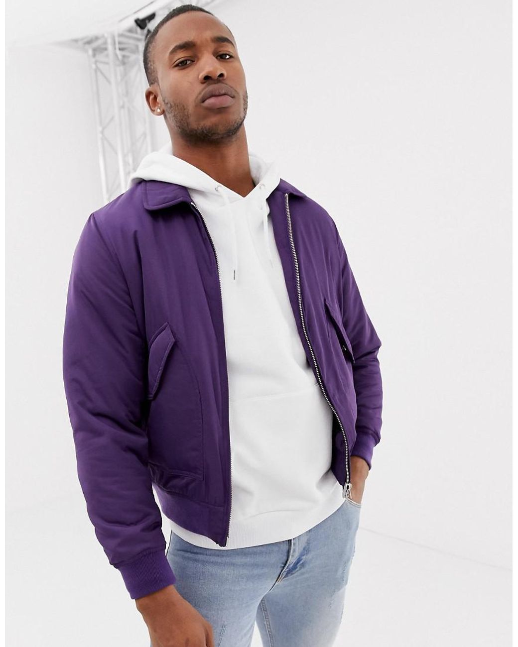 ASOS Bomber Jacket in Purple for Men