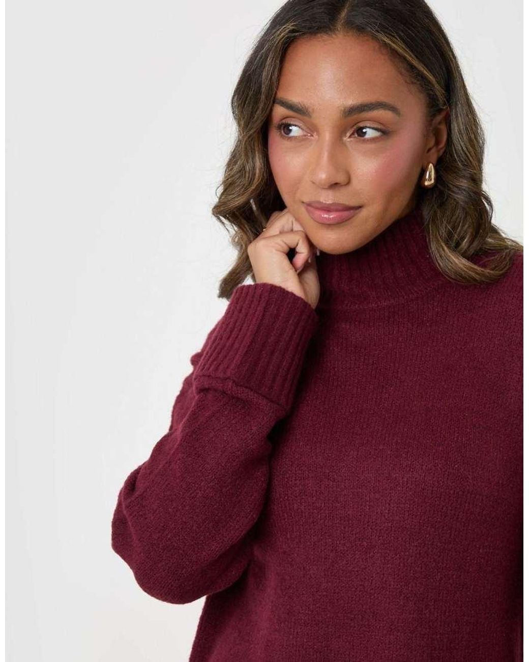 Threadbare Red Relaxed Fit Funnel Neck Jumper