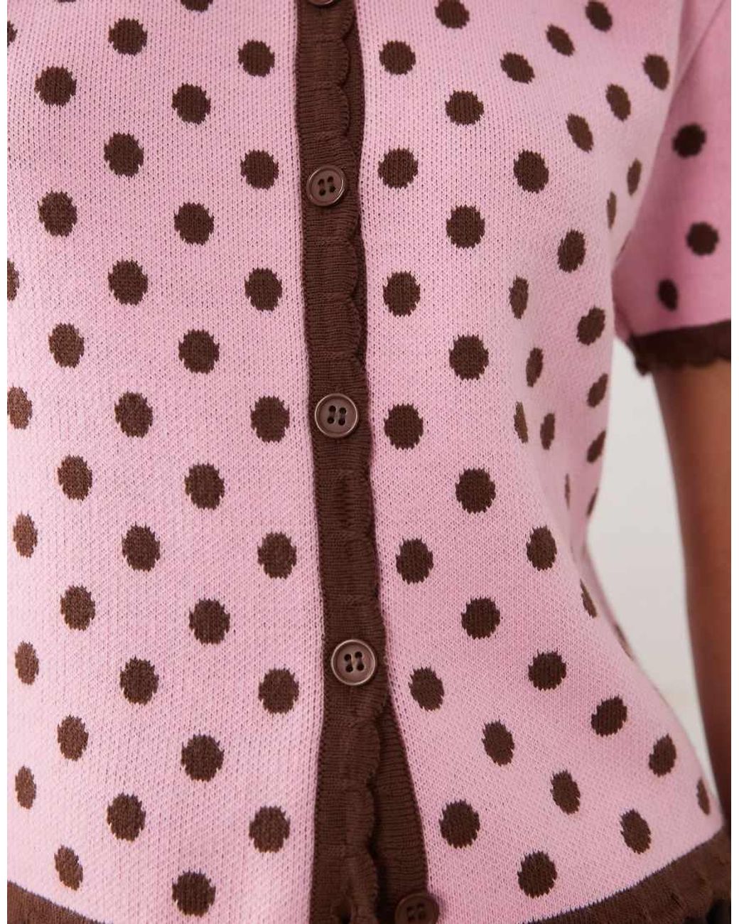 Miss Selfridge Pink Short Sleeve Blanket Stitch Cardigan