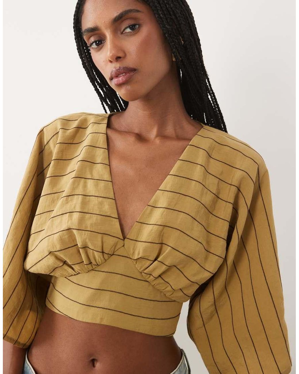 ASOS Brown Batwing Wrap Detail Top