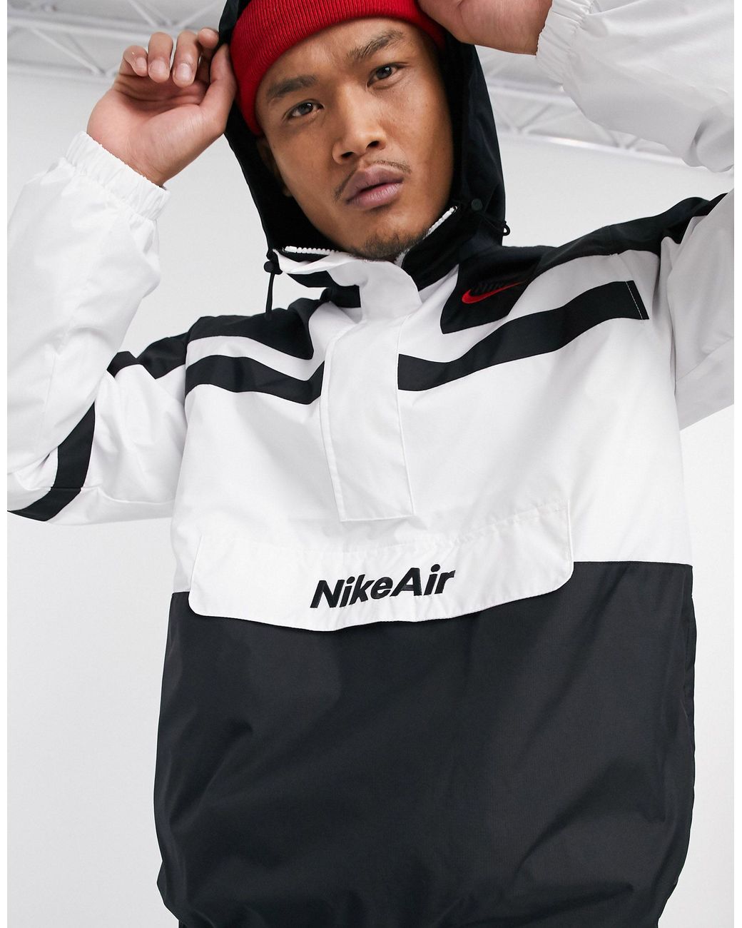 Nike Synthetic Air Half-zip Overhead Woven Jacket in White (Black) for Men  | Lyst