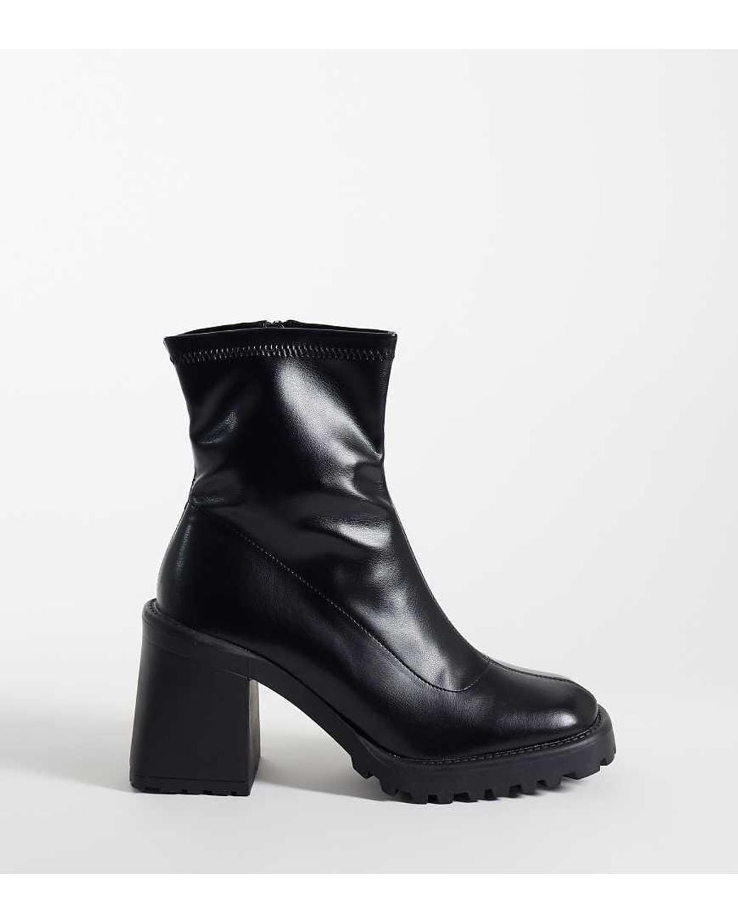 Raid Wide Fit Black Riona Block Heeled Ankle Boots
