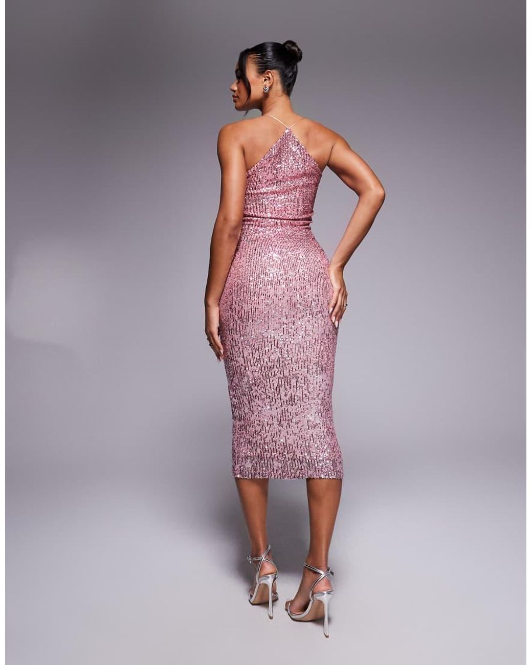 Vesper Purple Strappy Sequin Midaxi Dress
