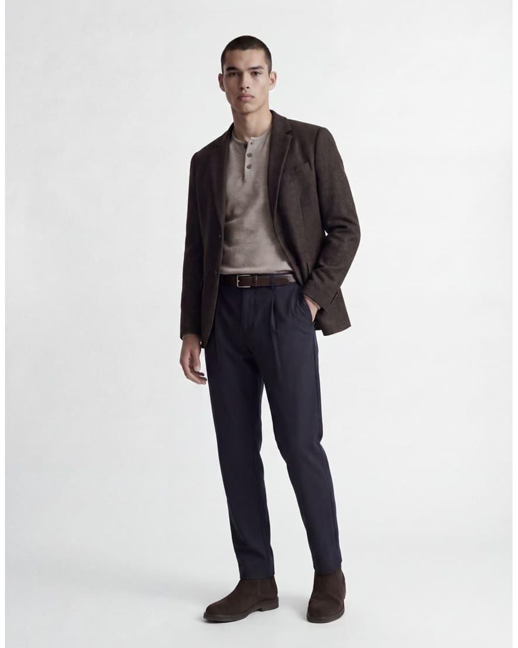 Jack & Jones Blue Daytona Mid Waist Wide Leg Trousers for men