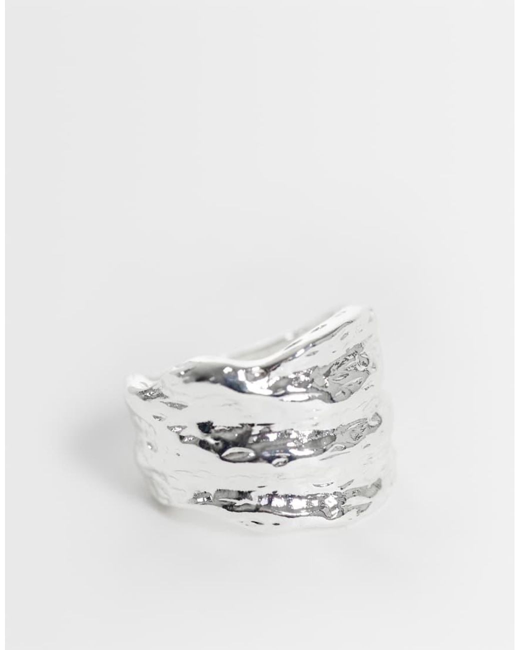 Reclaimed Vintage White Unisex Molten Metal Rings 2 Pack