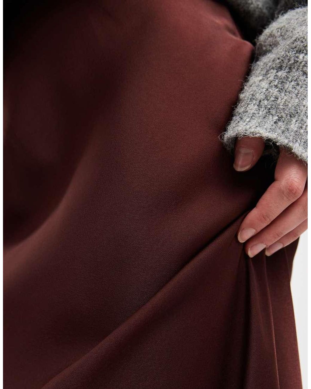 ASOS Brown Satin Bias Maxi Skirt
