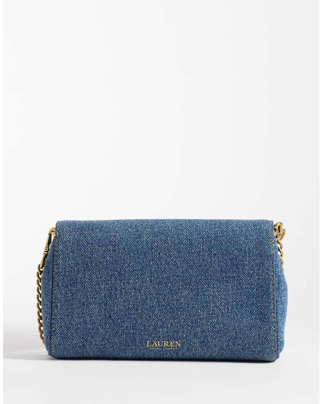 Ralph Lauren Blue Gold Buckle Denim Bag