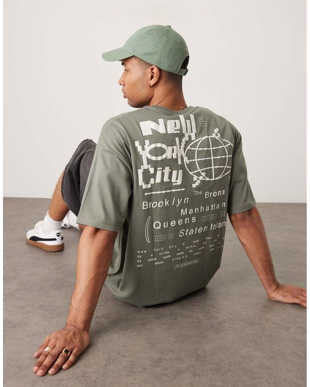 ASOS Green Oversized T-Shirt With City Graphic for men