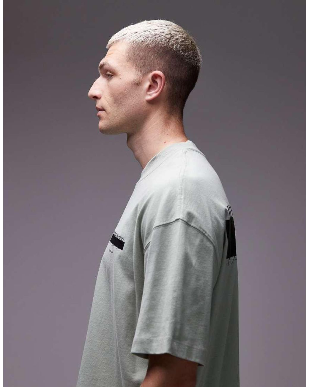 AllSaints Gray Redact Oversized Logo T-shirt for men