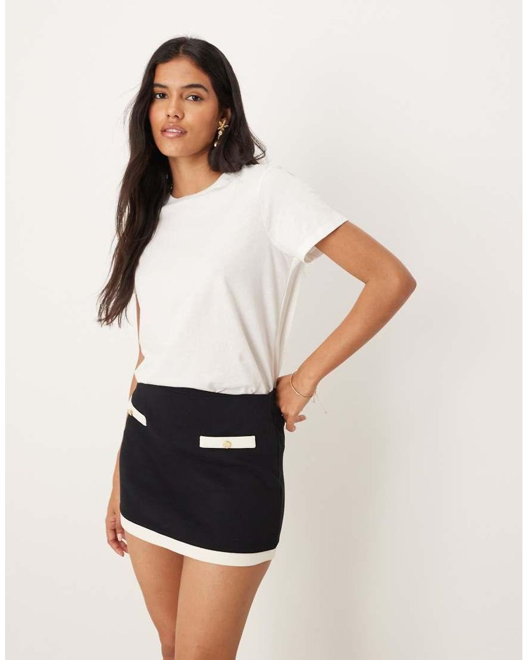 Mango Natural Cotton Contrast Mini Skirt Co-ord