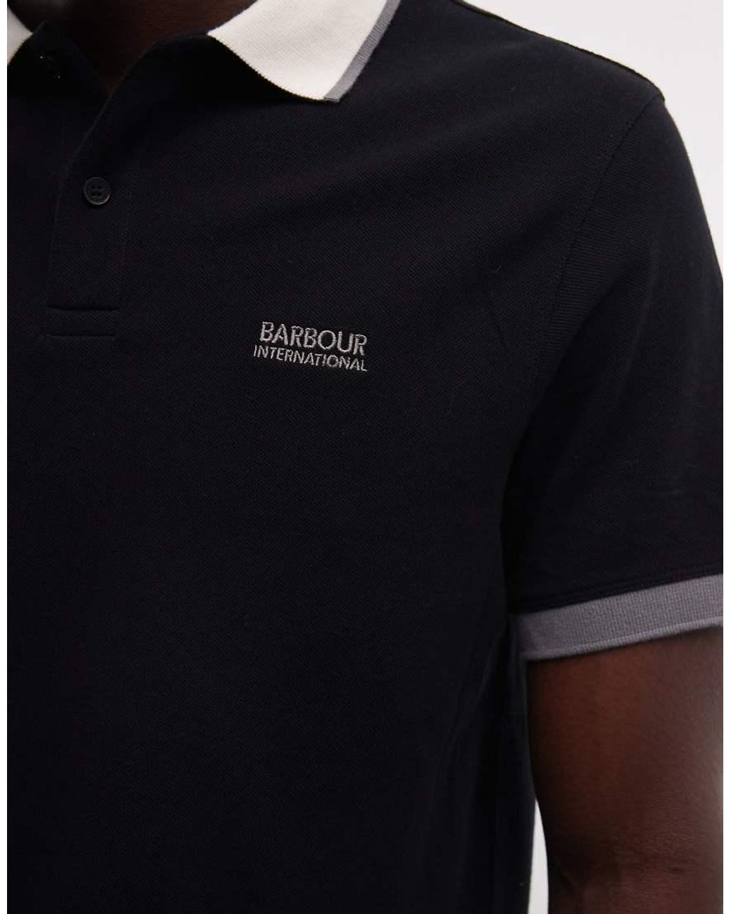Barbour Blue Howall Short Sleeve Tipped Logo Polo Shirt for men