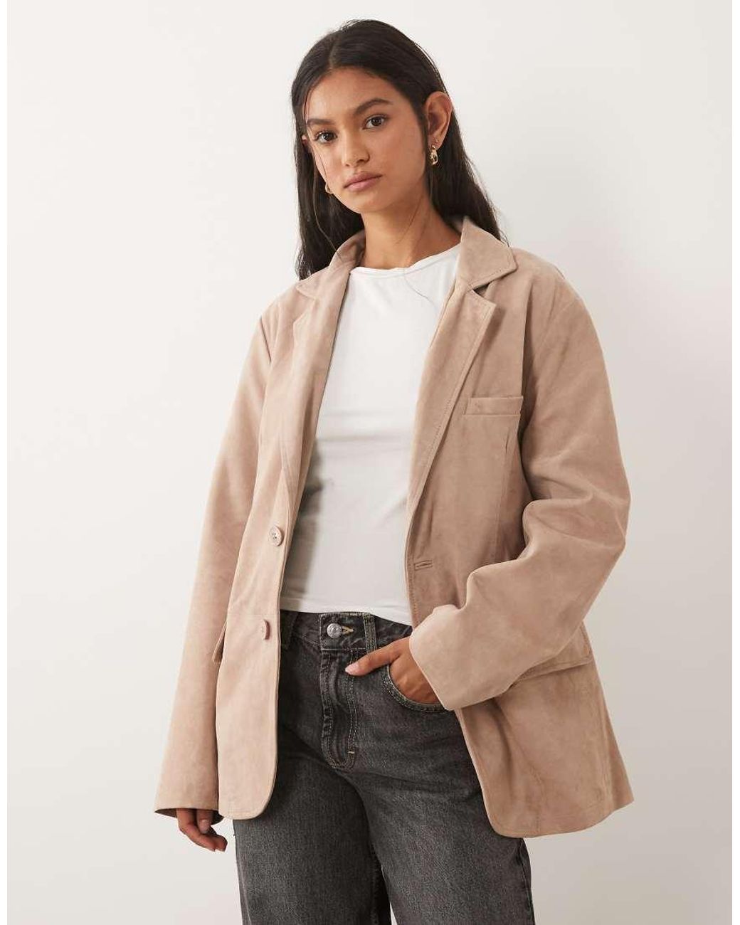 Barney's Originals White Goat Suede Blazer Jacket