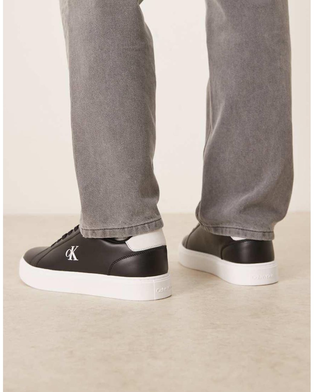 Calvin Klein Natural Classic Leather Cupsole Sneakers for men