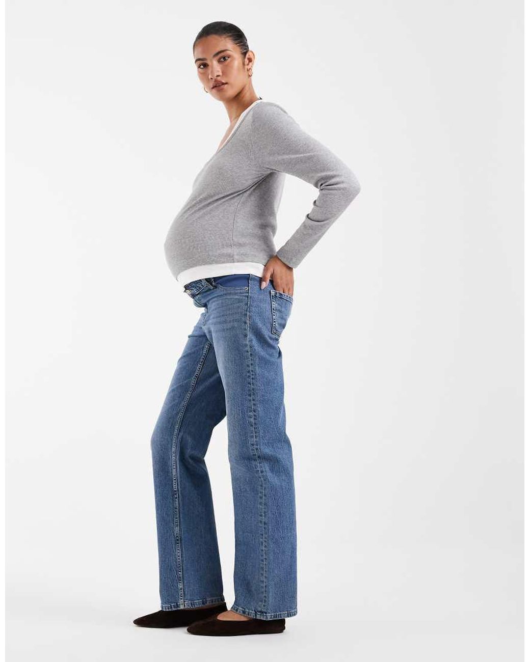 ASOS Blue Asos Design Maternity Comfort Stretch Straight Leg Jeans