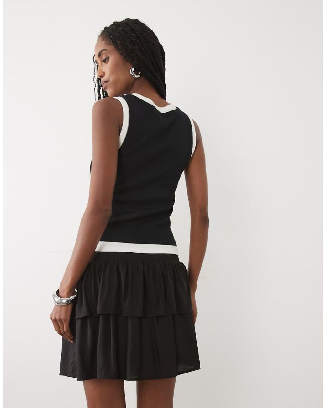 Mango Black Teen Ruffle Mini Skirt With Mirrors