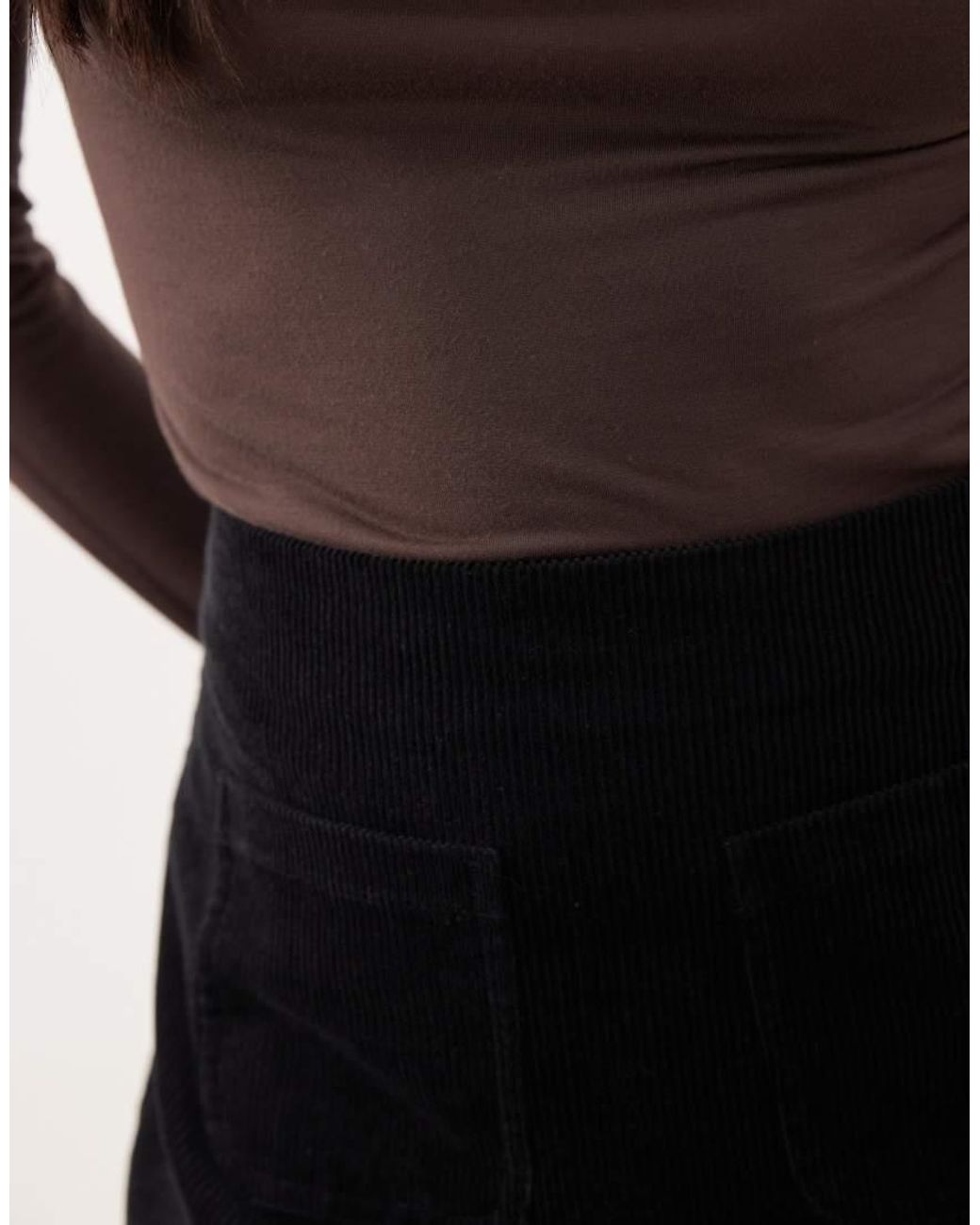 Nobody's Child Petite Brown Russell Cord Front Pocket Detail Mini Skirt