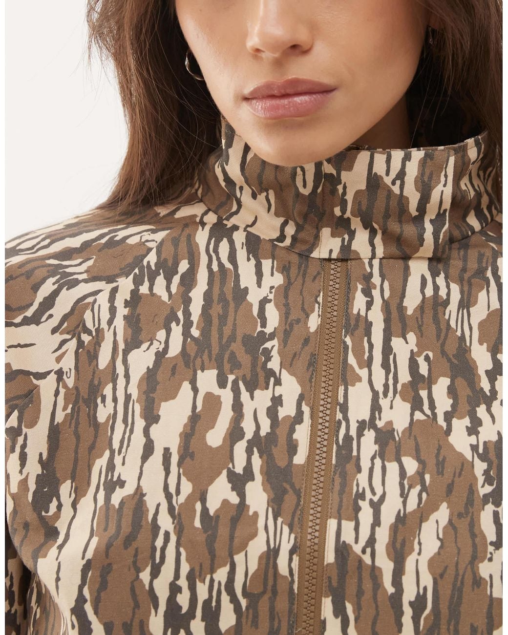 Collusion Brown Funnel Neck Zip Up Track Jacket