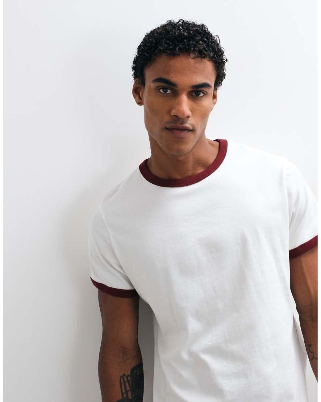 Weekday White Ringer T-shirt for men