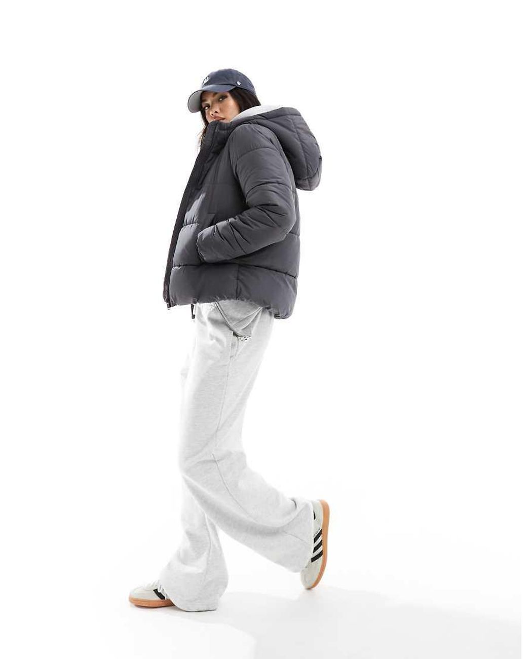 Pieces Gray Padded Coat With Hood