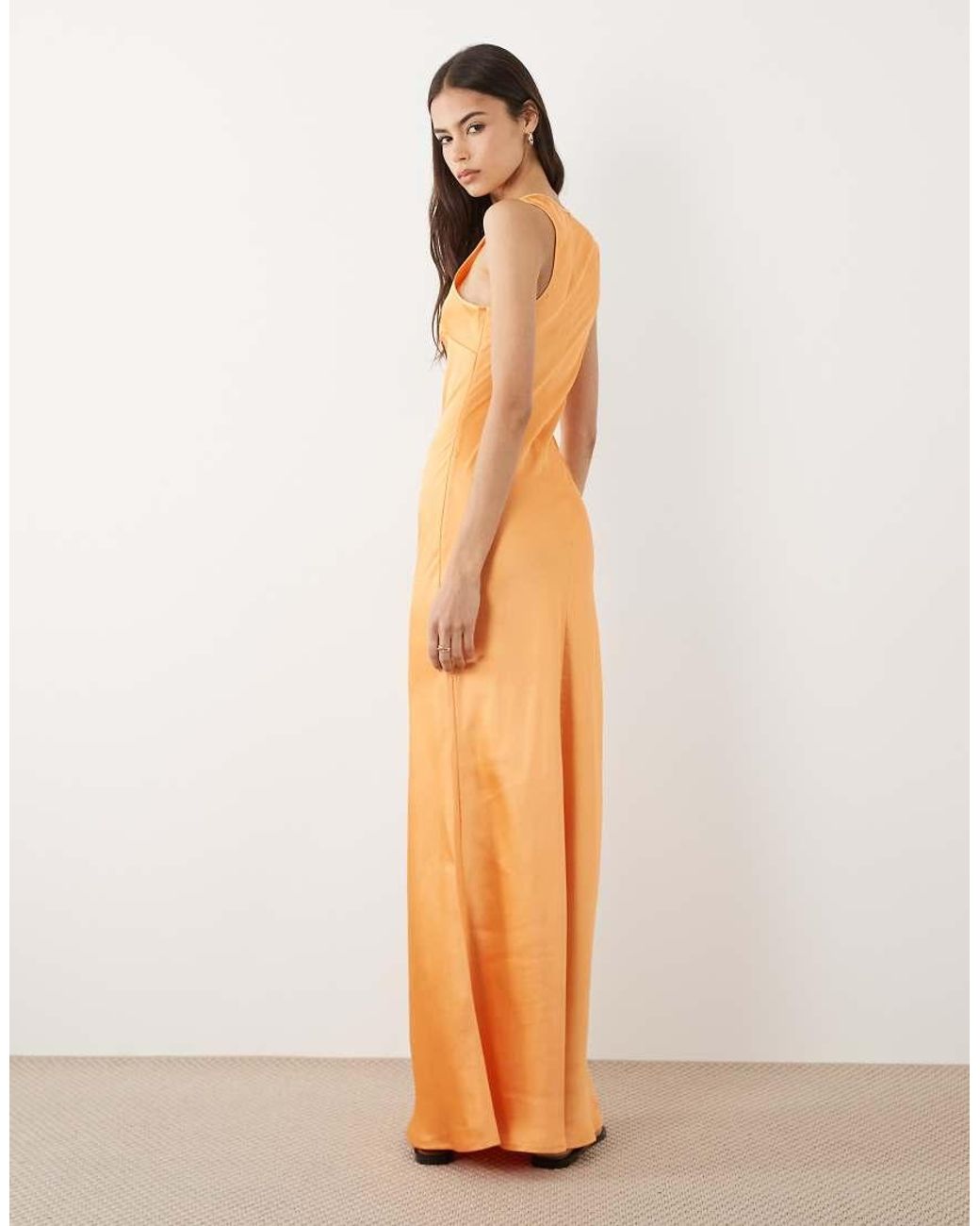 ASOS Orange Asos Design Tall Scoop Satin Maxi Dress