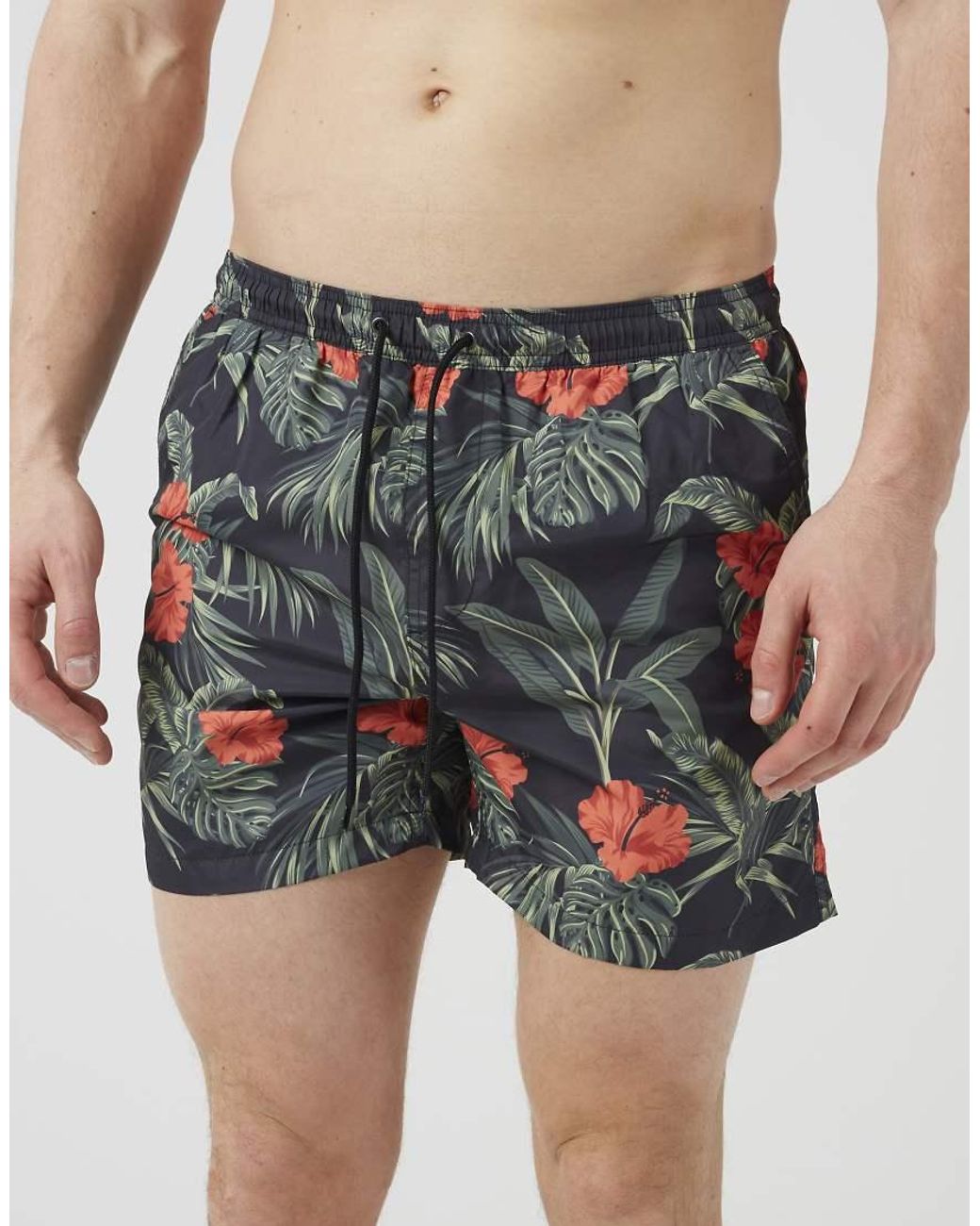 Brave Soul Blue Printed Swim Shorts for men